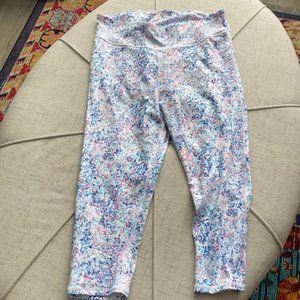 GAP Fit Cropped White Splatter Leggings Size Large